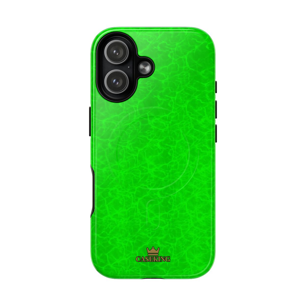 Neon Lime Marble MagSafe-compatible tough case on iPhone 17, glossy finish