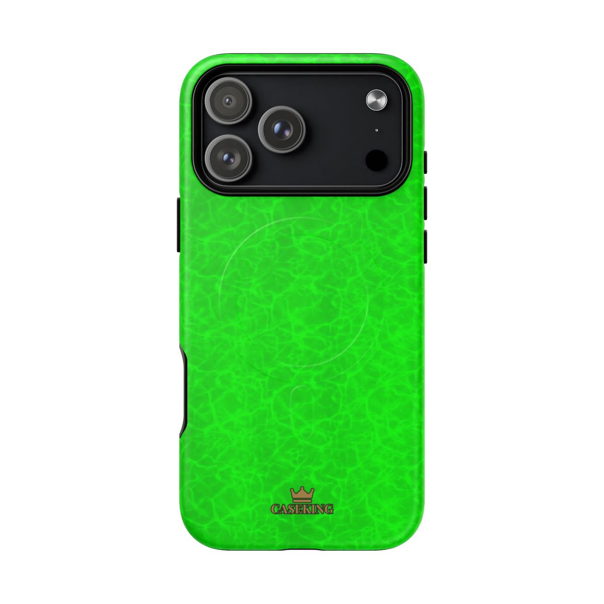 Neon Lime Marble MagSafe-compatible tough case on iPhone 17 Pro Max, matte finish