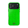 Neon Lime Marble MagSafe-compatible tough case on iPhone 18 Pro Max, glossy finish