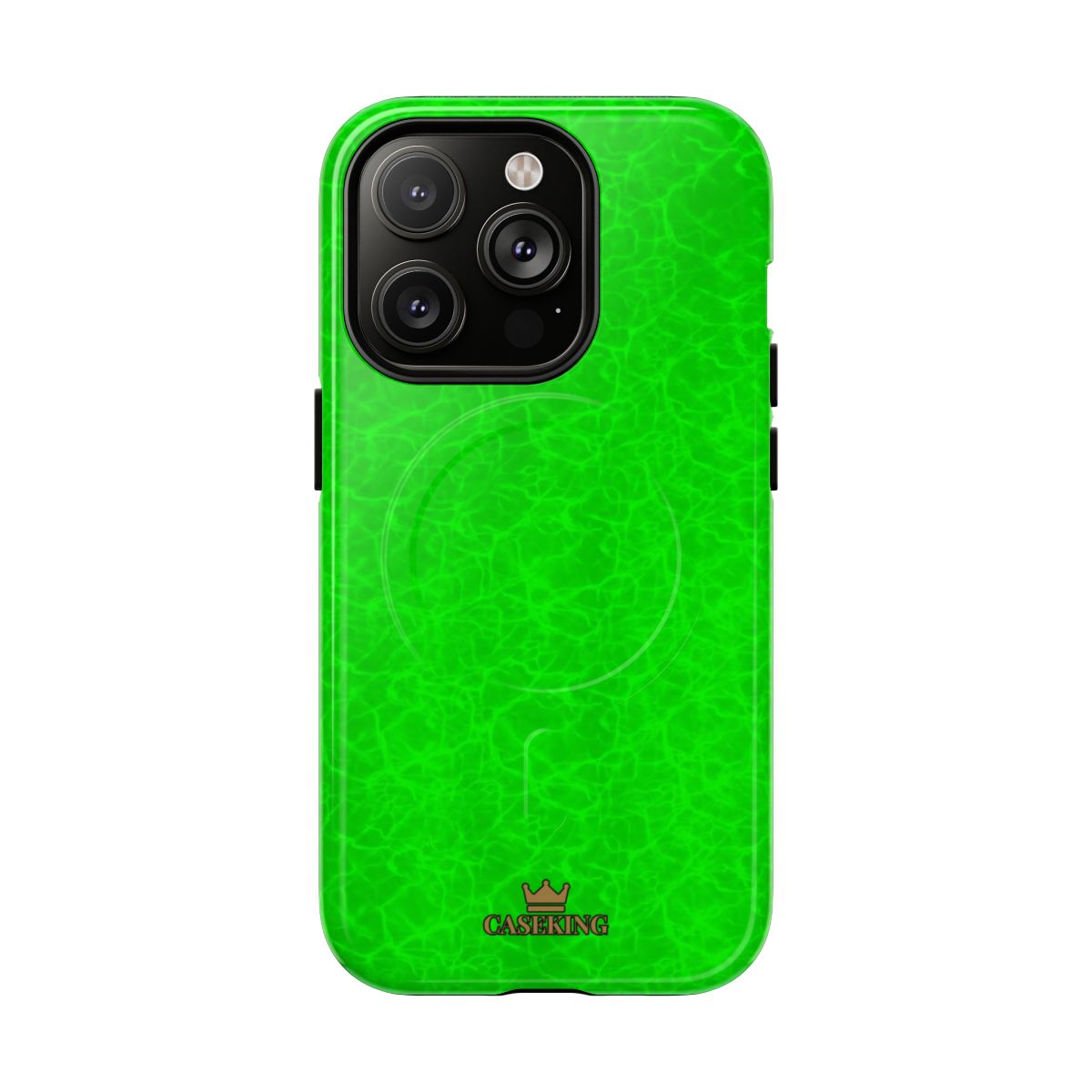 Neon Lime Marble MagSafe-compatible tough case on iPhone 14 Pro, glossy finish