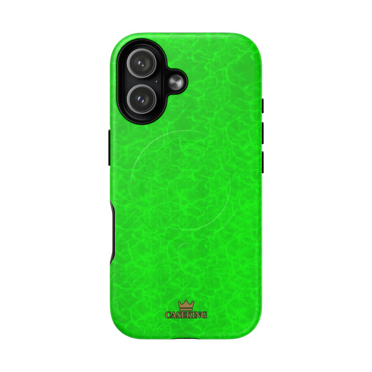 Neon Lime Marble MagSafe-compatible tough case on iPhone 17, matte finish