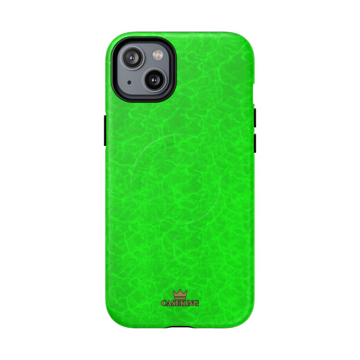 Neon Lime Marble MagSafe-compatible tough case on iPhone 14 Plus, matte finish
