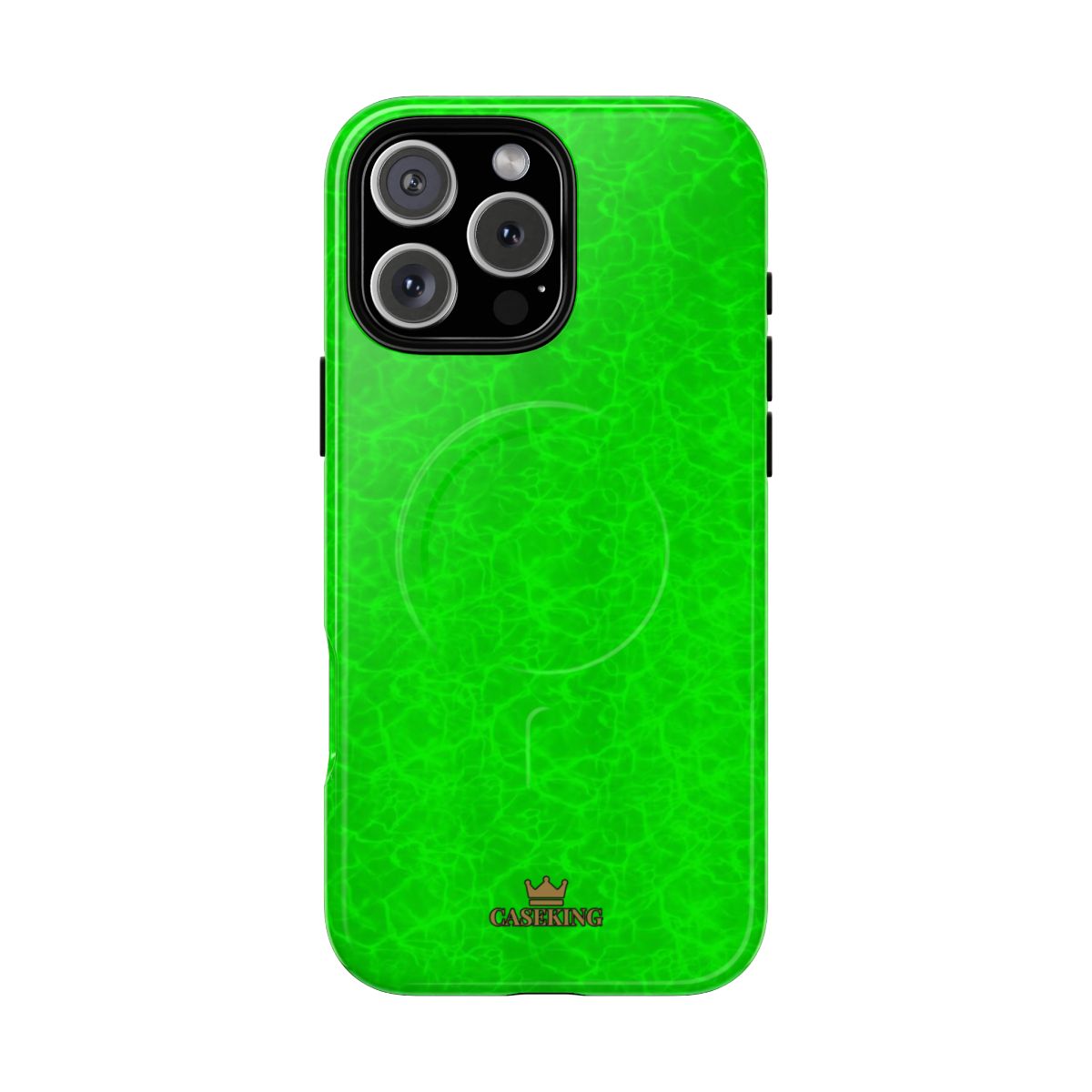 Neon Lime Marble MagSafe-compatible tough case on iPhone 16 Pro Max, glossy finish