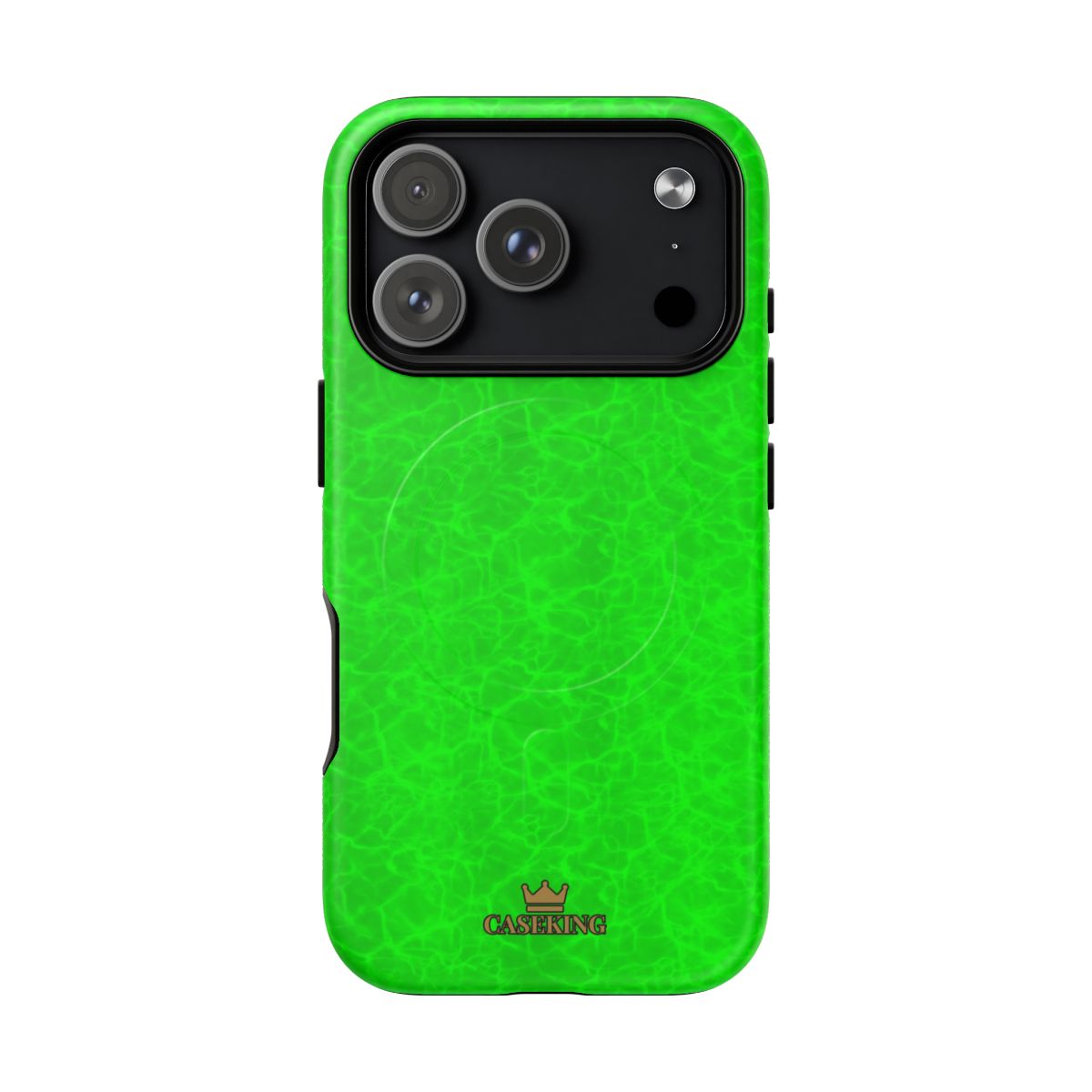 Neon Lime Marble MagSafe-compatible tough case on iPhone 18 Pro, matte finish