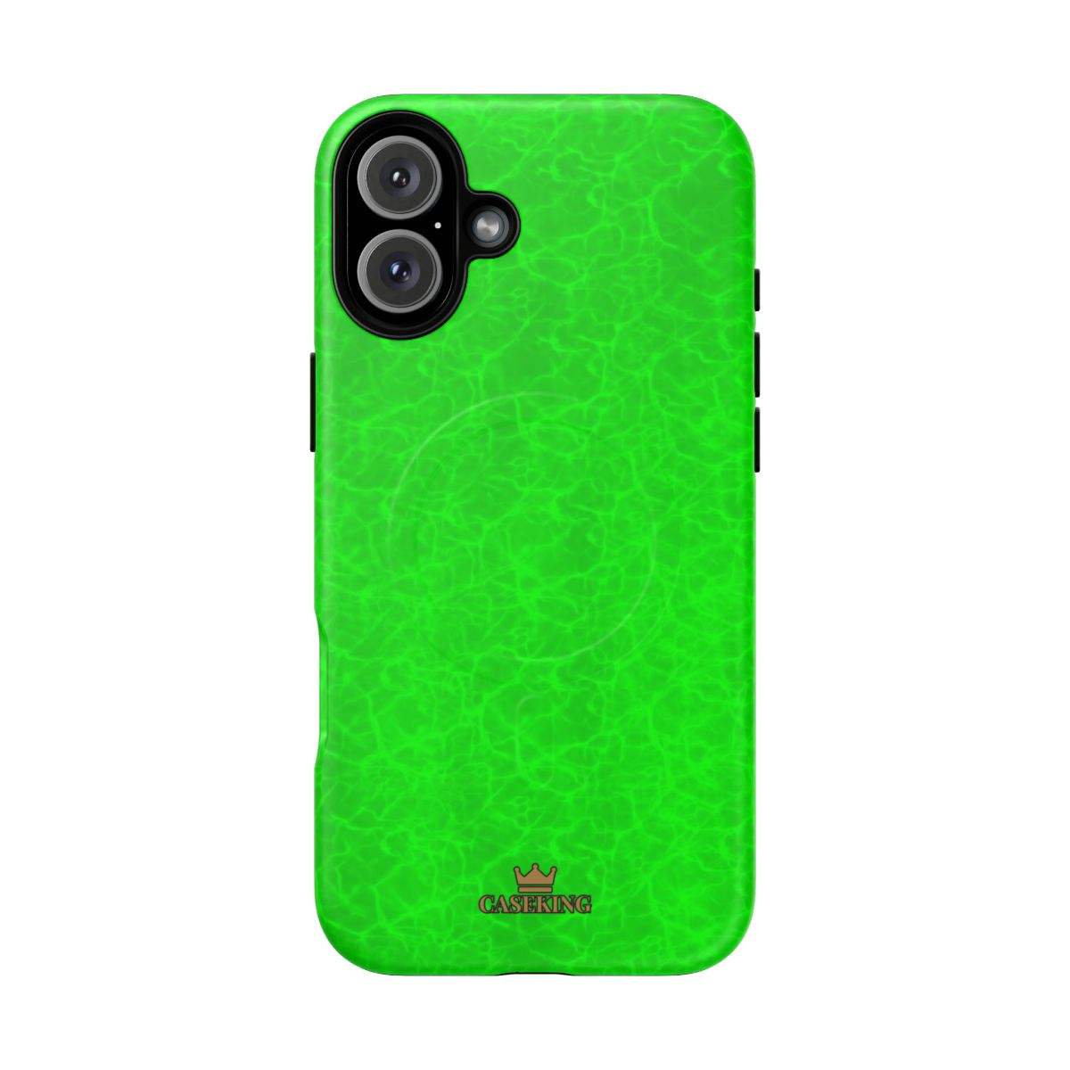 Neon Lime Marble MagSafe-compatible tough case on iPhone 16 Plus, matte finish