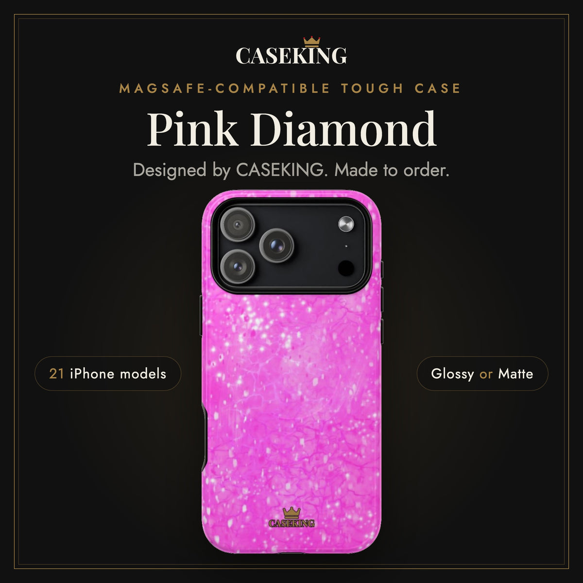 Pink Diamond MagSafe-compatible tough case infographic 1: Hero