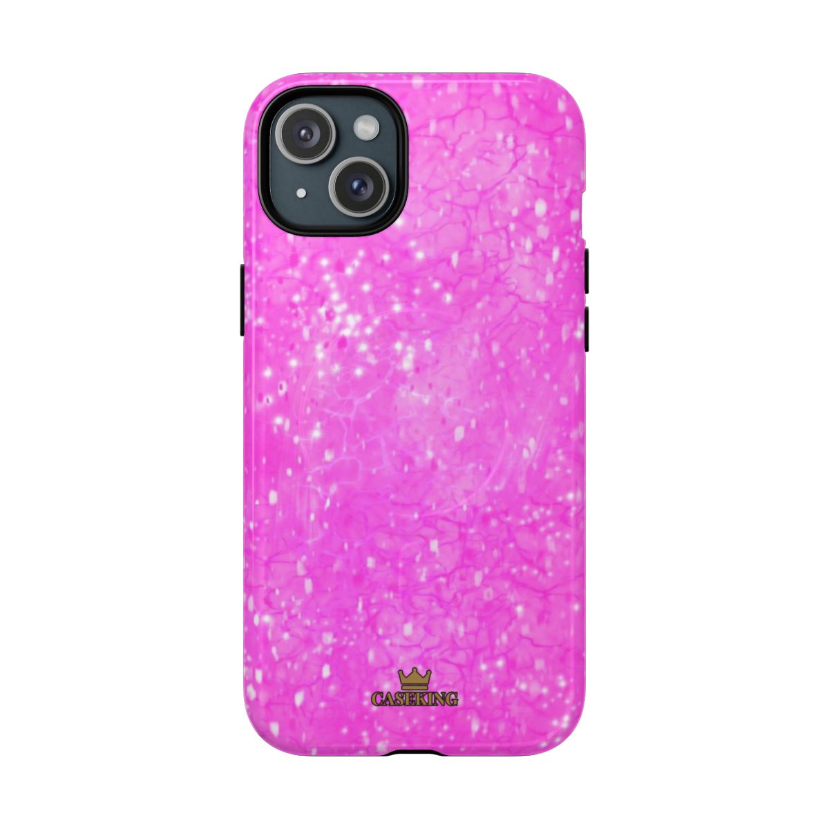 Pink Diamond MagSafe-compatible tough case on iPhone 15 Plus, glossy finish