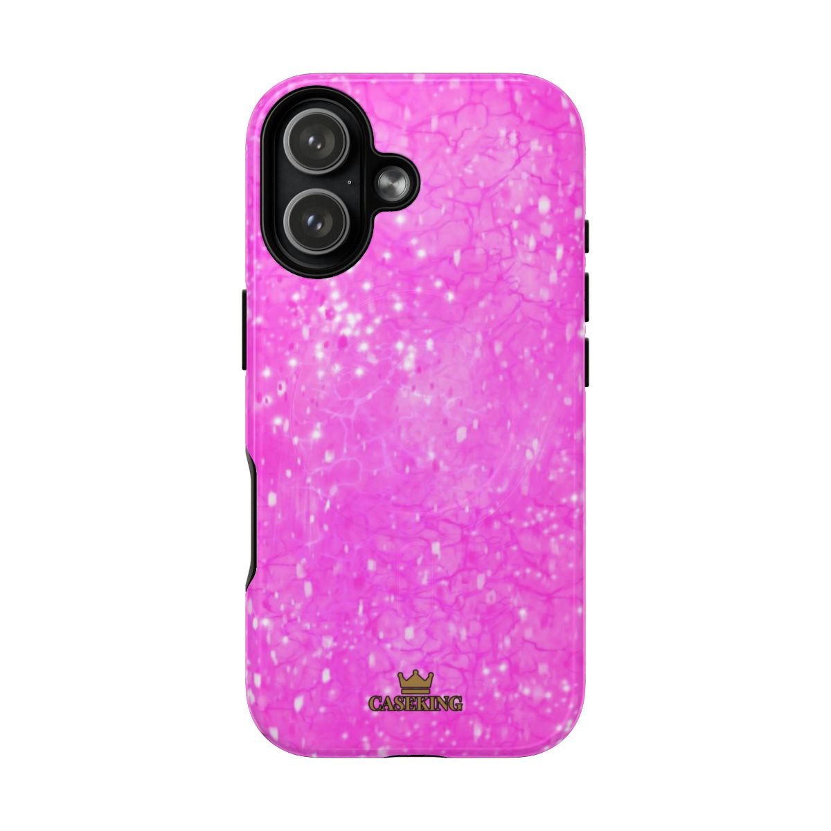 Pink Diamond MagSafe-compatible tough case on iPhone 17, glossy finish