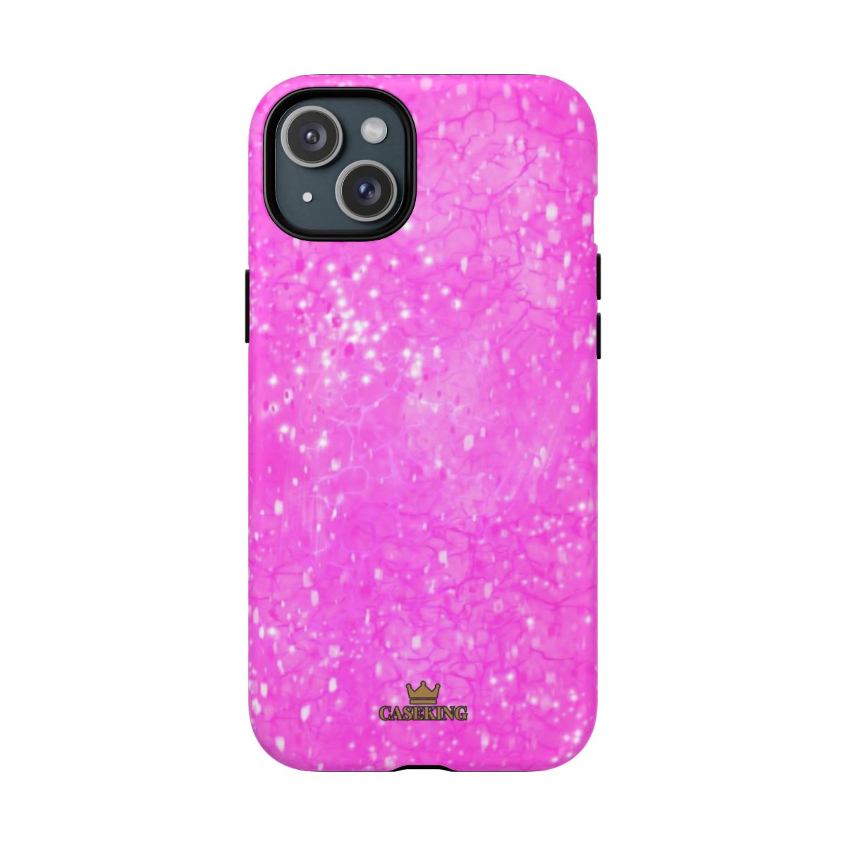 Pink Diamond MagSafe-compatible tough case on iPhone 15 Plus, matte finish