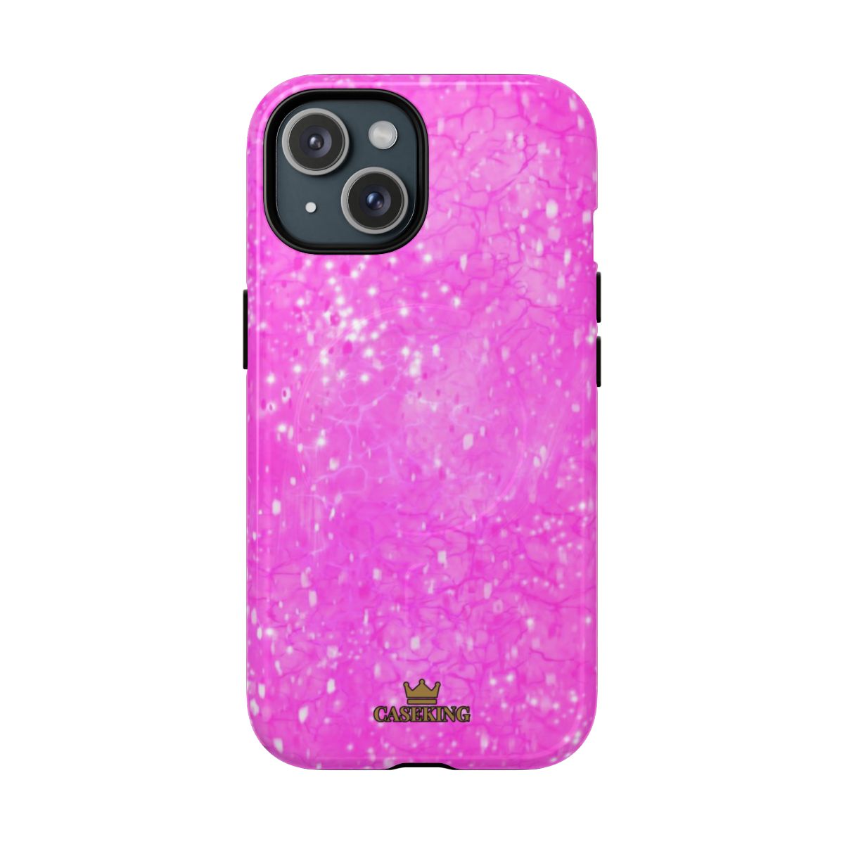 Pink Diamond MagSafe-compatible tough case on iPhone 15, glossy finish