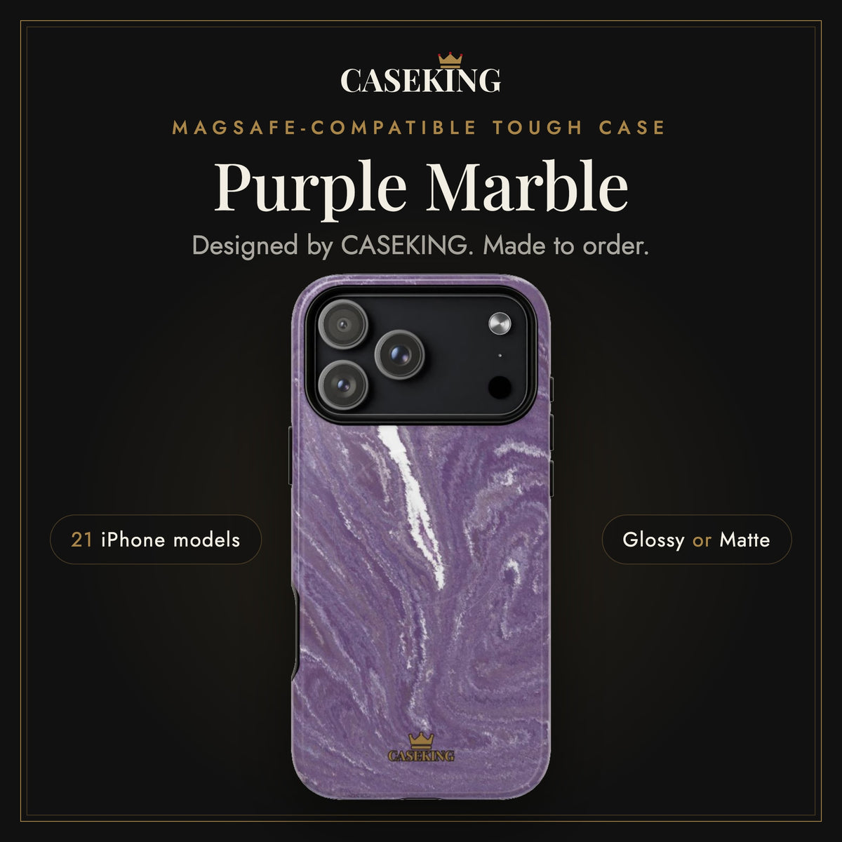 Purple Marble MagSafe-compatible tough case infographic 1: Hero