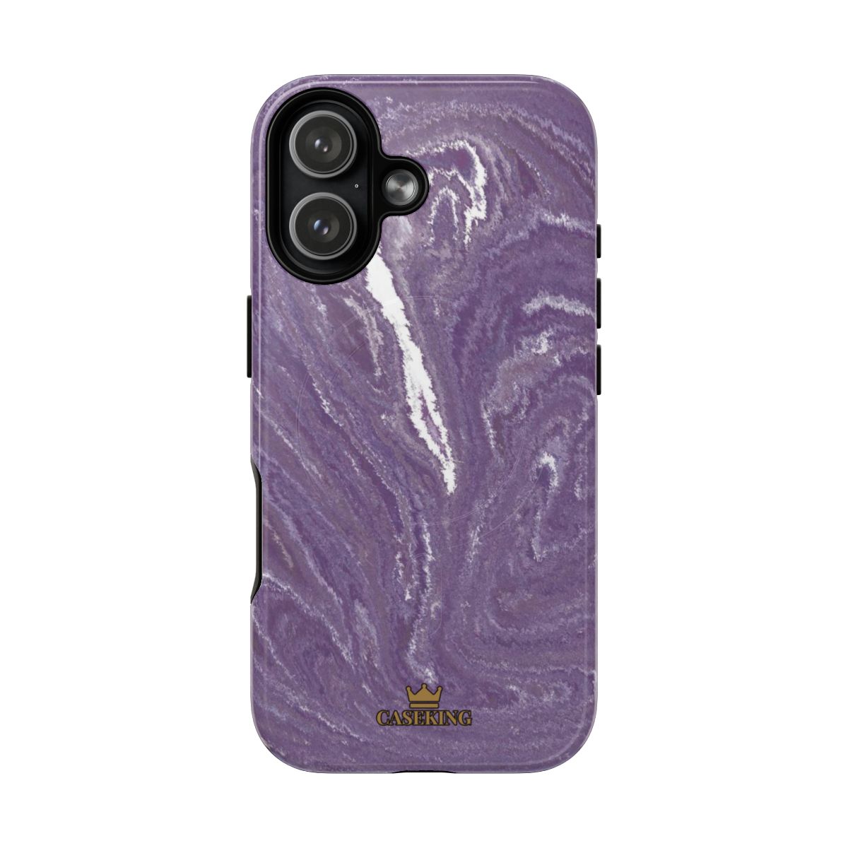 Purple Marble MagSafe-compatible tough case on iPhone 17, glossy finish