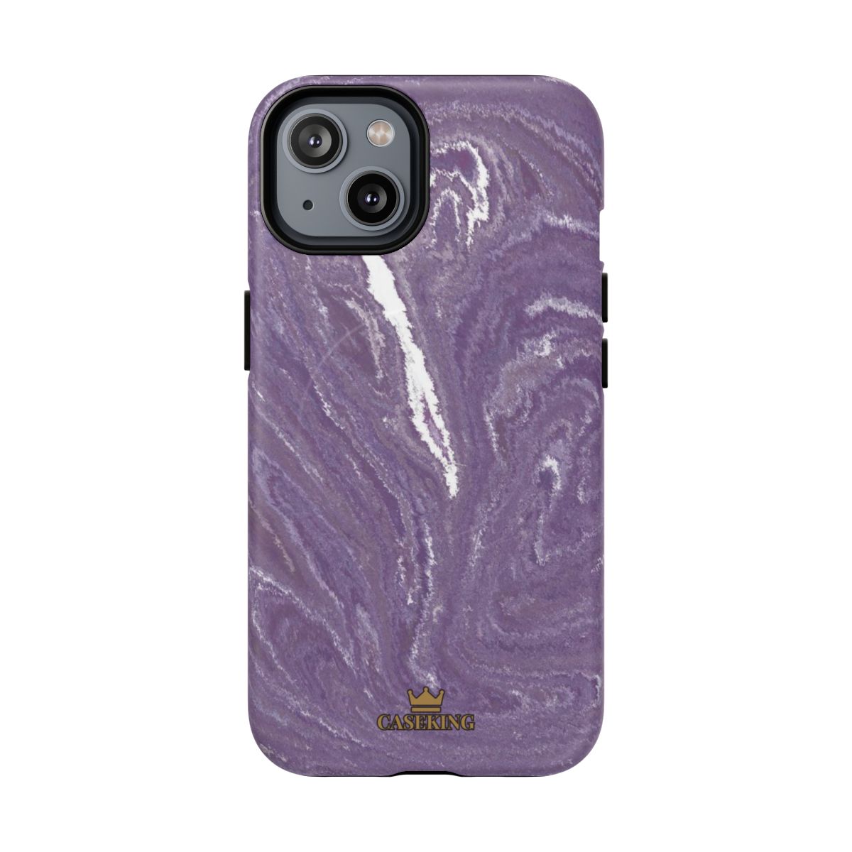 Purple Marble MagSafe-compatible tough case on iPhone 14, matte finish