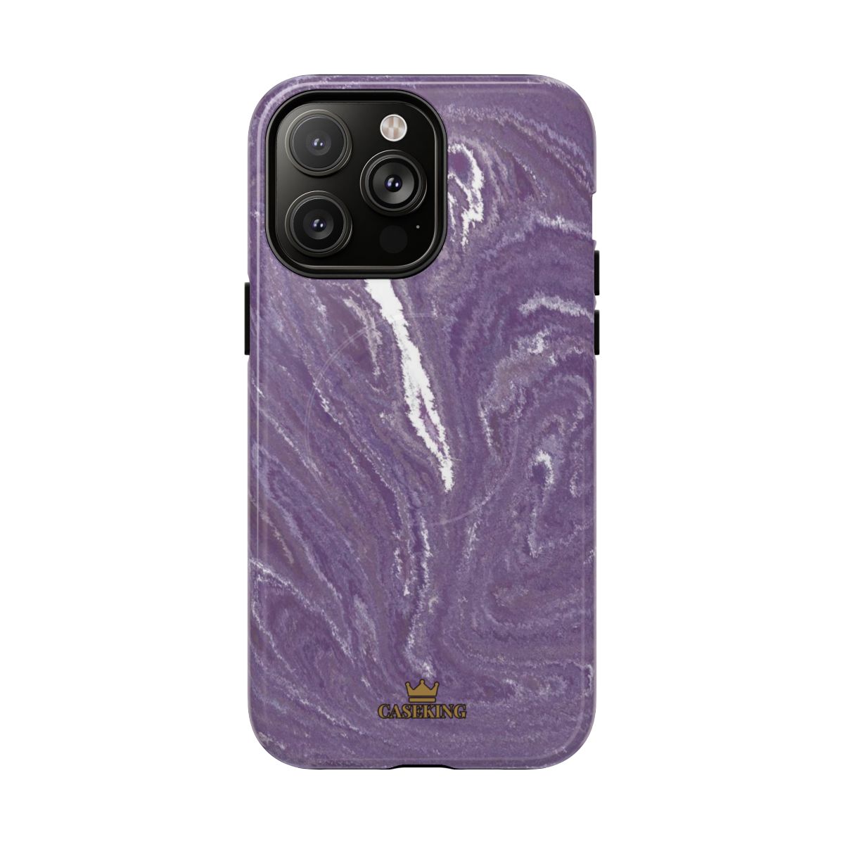 Purple Marble MagSafe-compatible tough case on iPhone 14 Pro Max, glossy finish
