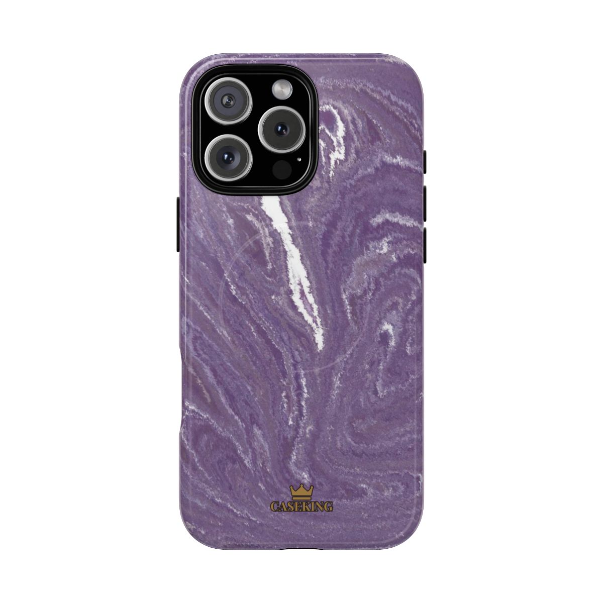 Purple Marble MagSafe-compatible tough case on iPhone 16 Pro Max, glossy finish