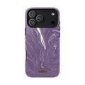 Purple Marble MagSafe-compatible tough case on iPhone 18 Pro Max, glossy finish