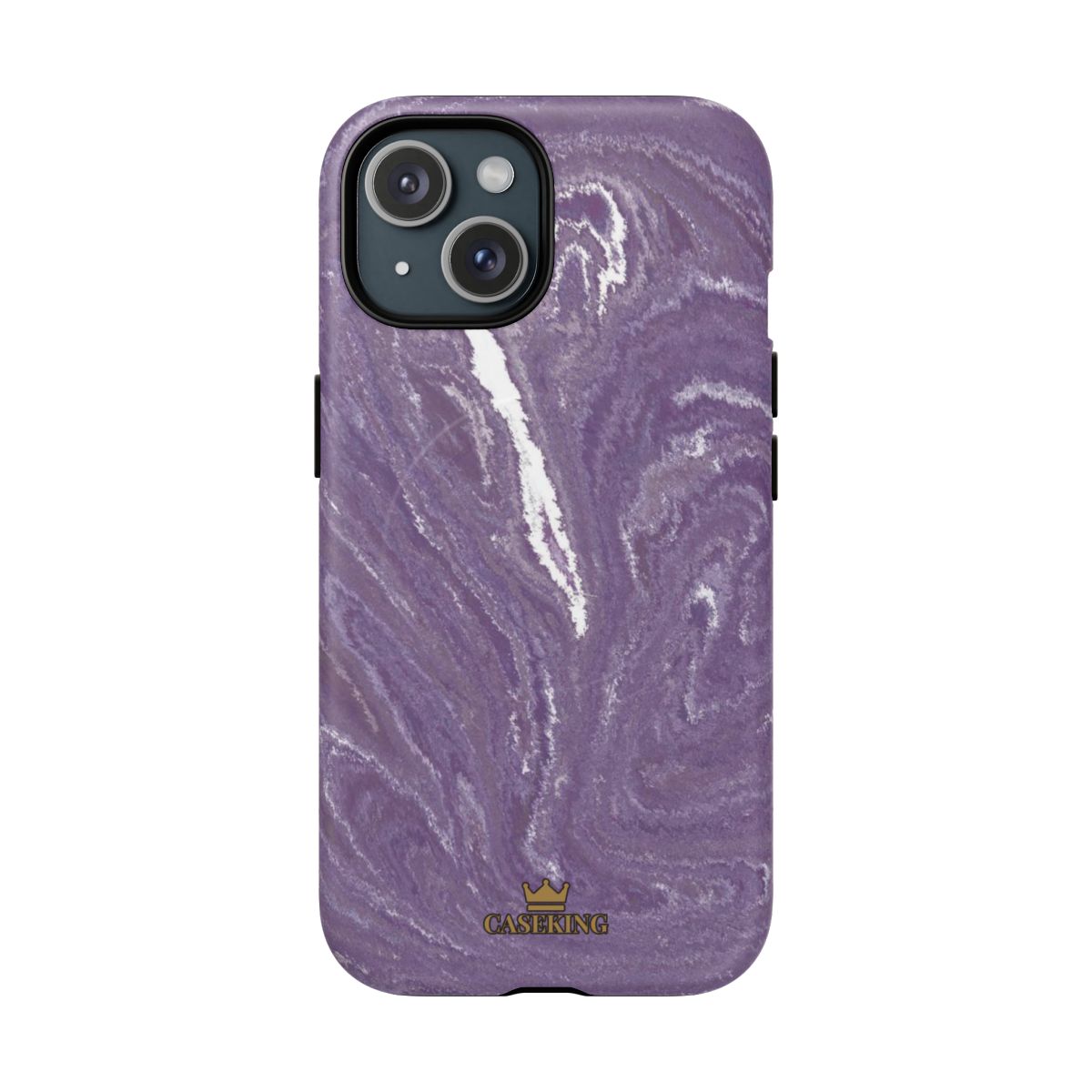 Purple Marble MagSafe-compatible tough case on iPhone 15, matte finish