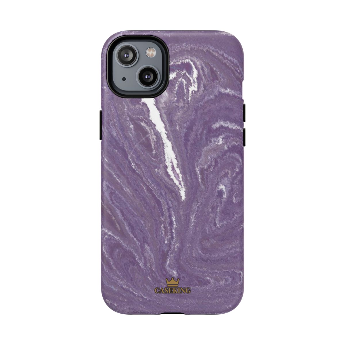 Purple Marble MagSafe-compatible tough case on iPhone 14 Plus, matte finish