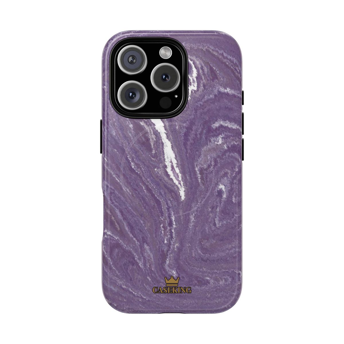 Purple Marble MagSafe-compatible tough case on iPhone 16 Pro, glossy finish