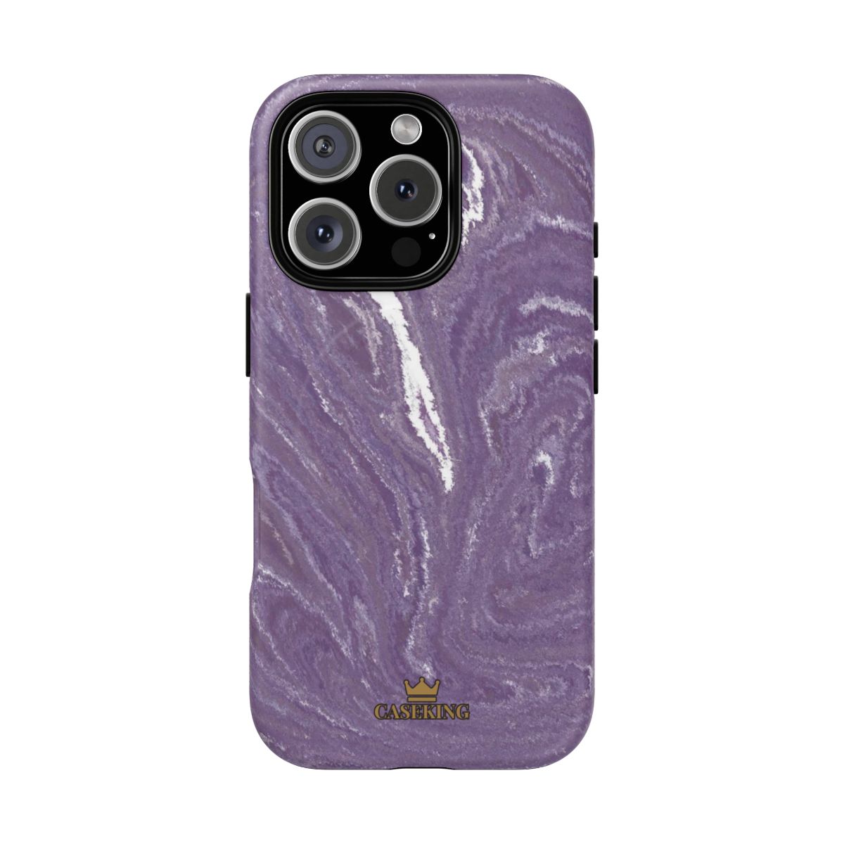 Purple Marble MagSafe-compatible tough case on iPhone 16 Pro, matte finish