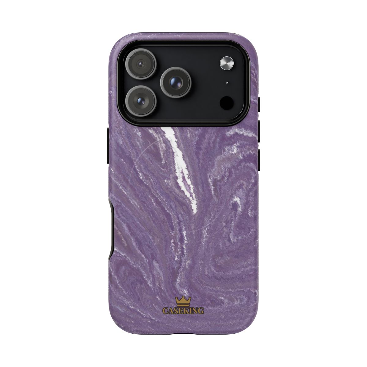 Purple Marble MagSafe-compatible tough case on iPhone 17 Pro, matte finish