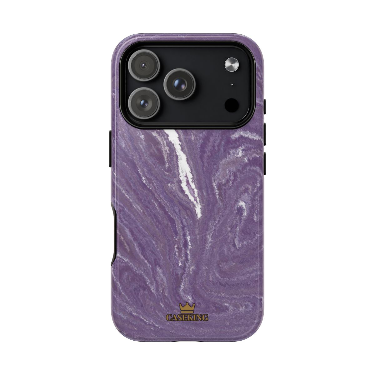Purple Marble MagSafe-compatible tough case on iPhone 18 Pro, glossy finish