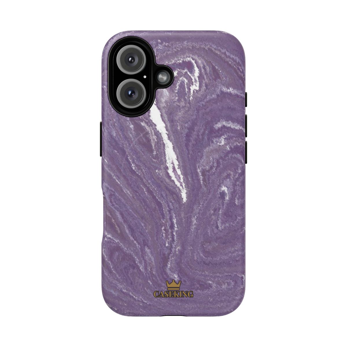 Purple Marble MagSafe-compatible tough case on iPhone 16, matte finish