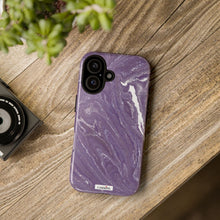 Load image into Gallery viewer, Purple Marble tough case on iPhone 16, glossy finish (lifestyle)

