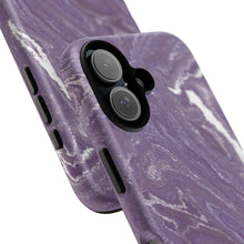 Load image into Gallery viewer, Purple Marble tough case on iPhone 16, matte finish (close-up)
