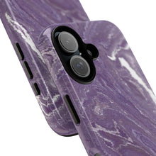 Load image into Gallery viewer, Purple Marble tough case on iPhone 16, glossy finish (close-up)
