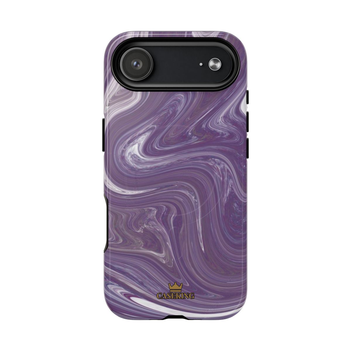 Purple Swirl MagSafe-compatible tough case on iPhone 17 Air, glossy finish