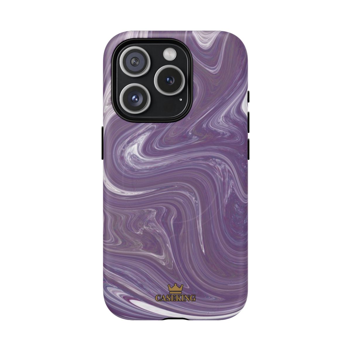 Purple Swirl MagSafe-compatible tough case on iPhone 15 Pro, matte finish