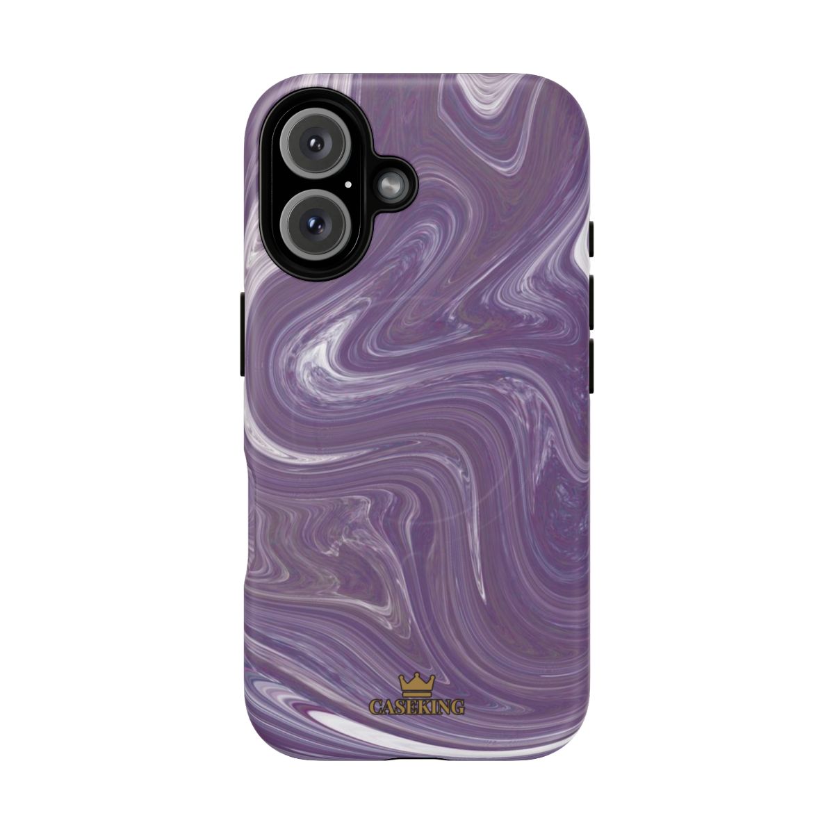 Purple Swirl MagSafe-compatible tough case on iPhone 16, matte finish