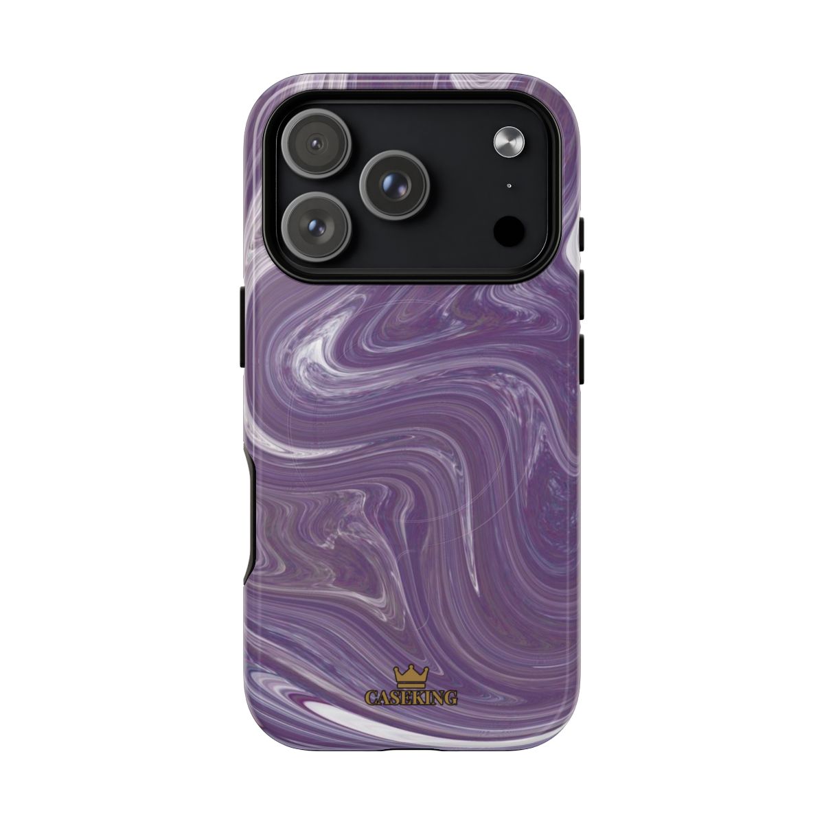 Purple Swirl MagSafe-compatible tough case on iPhone 17 Pro, glossy finish
