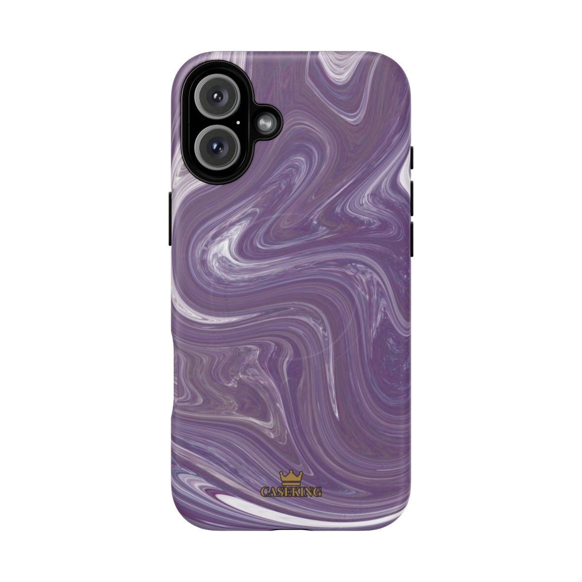 Purple Swirl MagSafe-compatible tough case on iPhone 16 Plus, matte finish