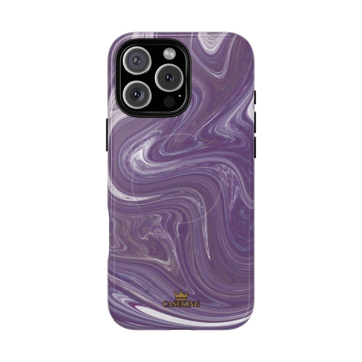 Purple Swirl MagSafe-compatible tough case on iPhone 16 Pro Max, glossy finish