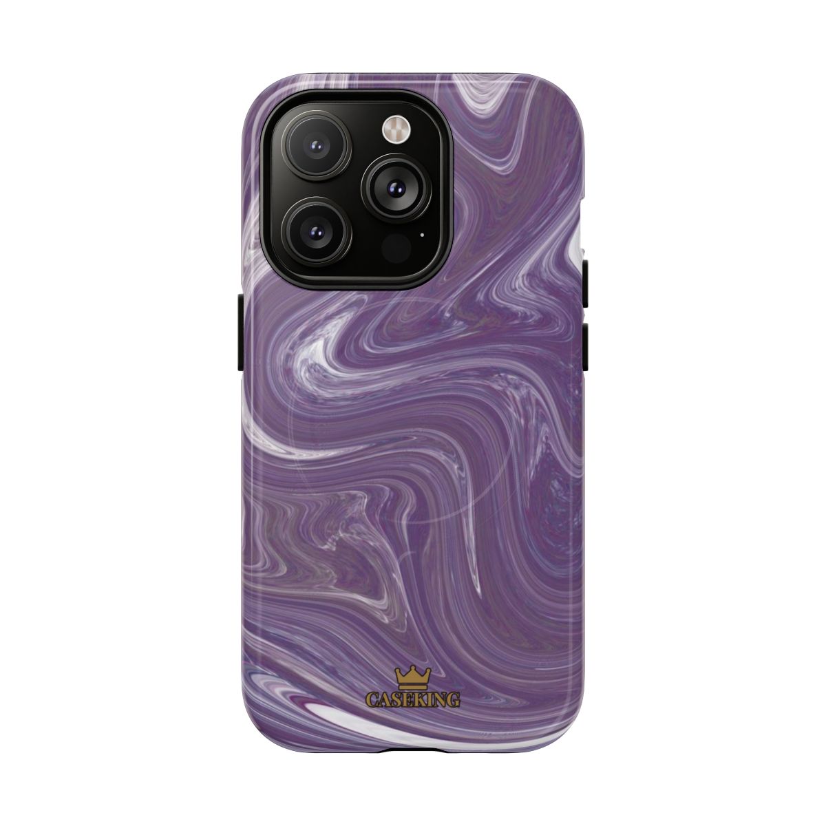 Purple Swirl MagSafe-compatible tough case on iPhone 14 Pro, glossy finish
