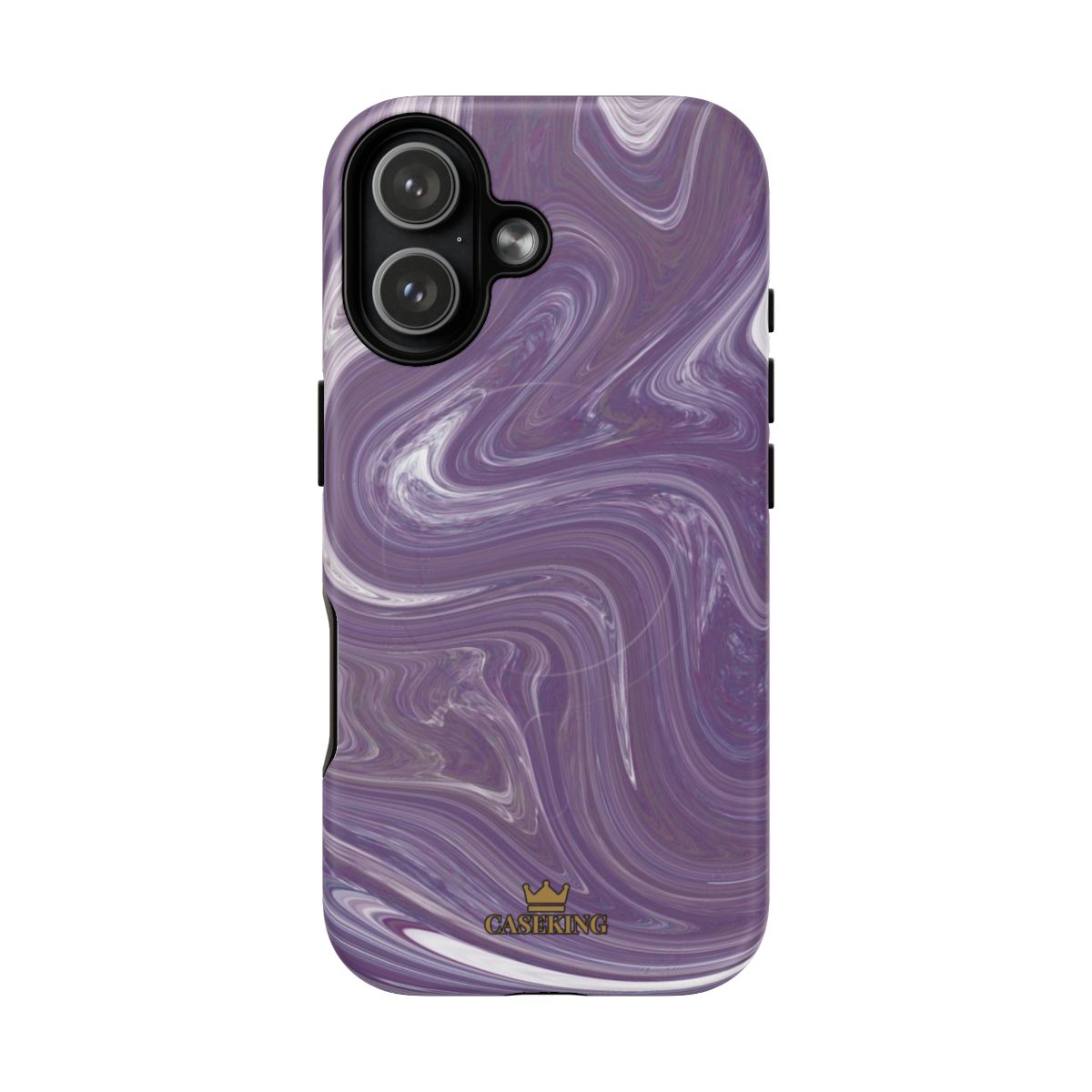 Purple Swirl MagSafe-compatible tough case on iPhone 17, matte finish