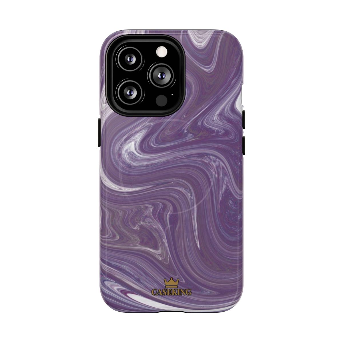 Purple Swirl MagSafe-compatible tough case on iPhone 13 Pro, glossy finish