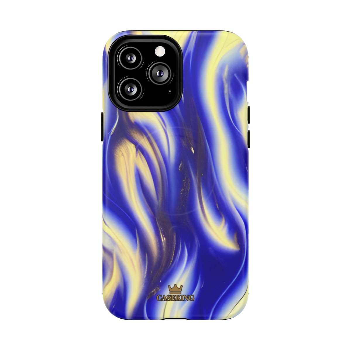 Royal Blue Swirl MagSafe-compatible tough case on iPhone 13 Pro Max, matte finish