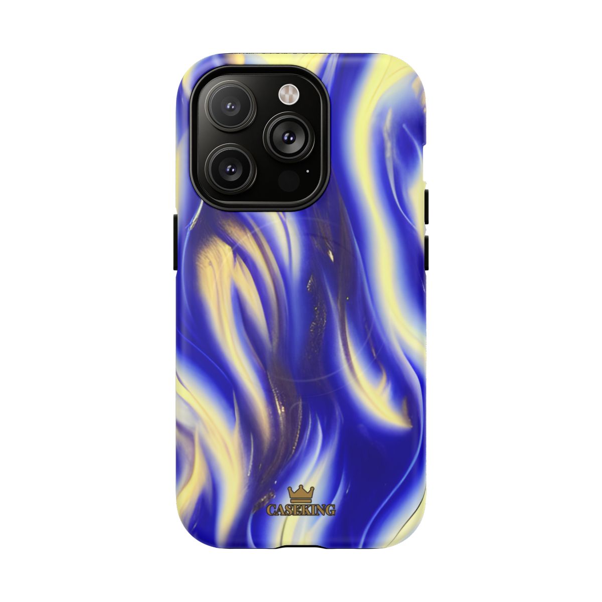 Royal Blue Swirl MagSafe-compatible tough case on iPhone 14 Pro, matte finish
