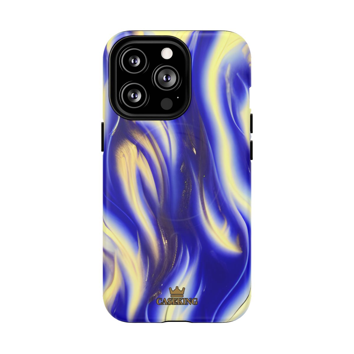 Royal Blue Swirl MagSafe-compatible tough case on iPhone 13 Pro, matte finish