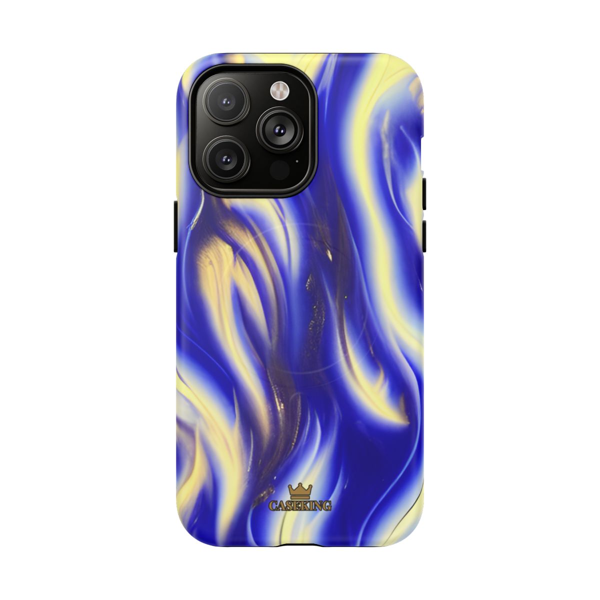 Royal Blue Swirl MagSafe-compatible tough case on iPhone 14 Pro Max, matte finish