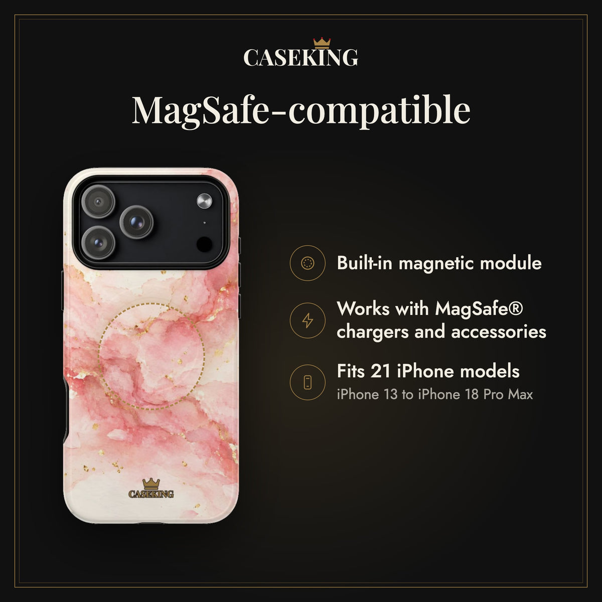 Sakura MagSafe-compatible tough case infographic 2: MagSafe-compatible