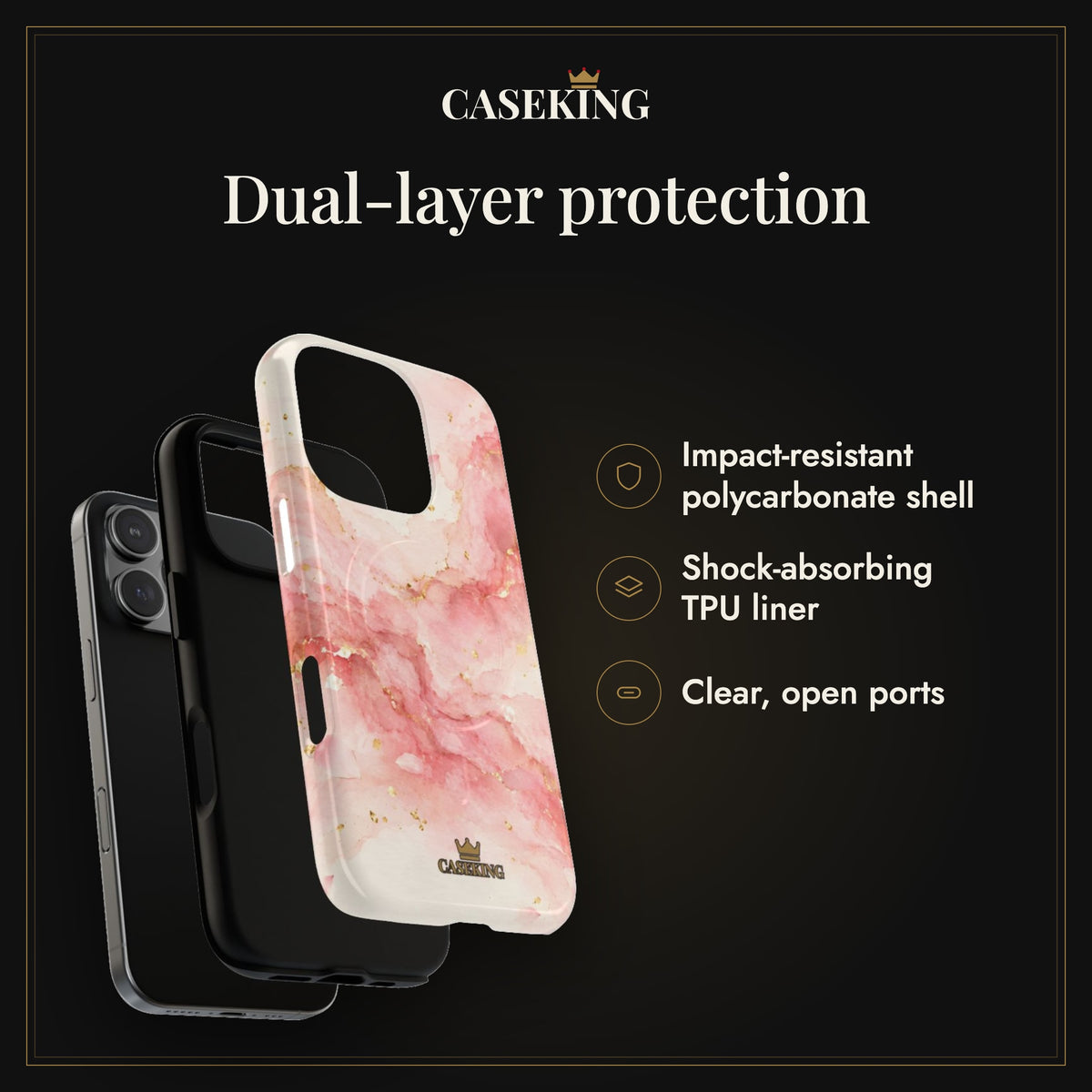 Sakura MagSafe-compatible tough case infographic 3: Dual-layer protection