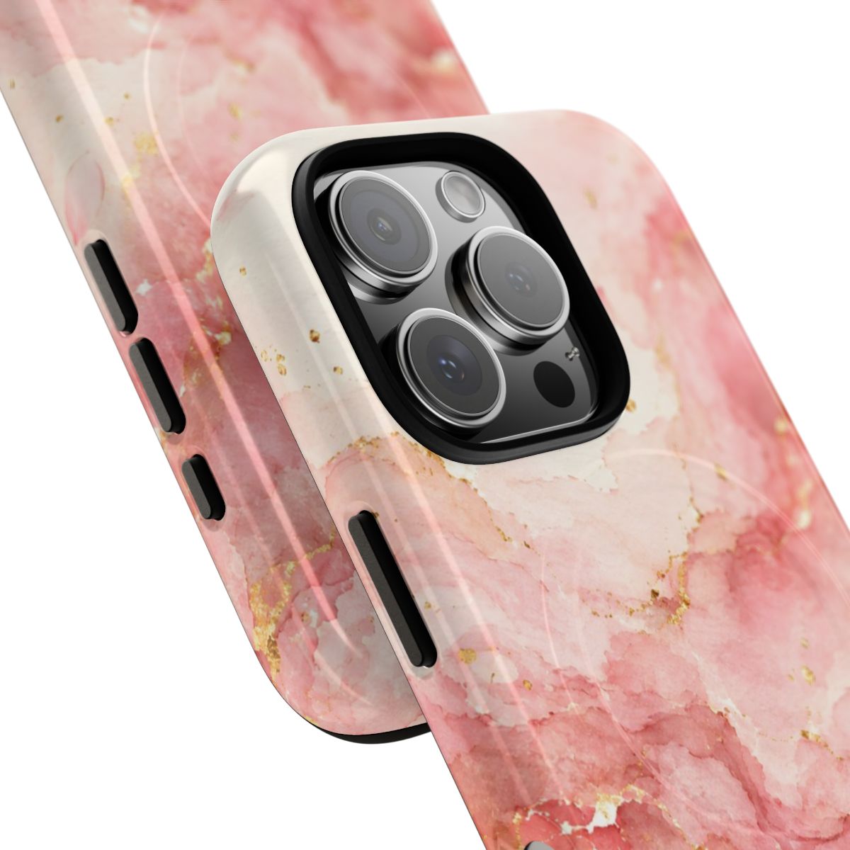 Sakura MagSafe-compatible tough case on iPhone 16 Pro, glossy finish (close-up)
