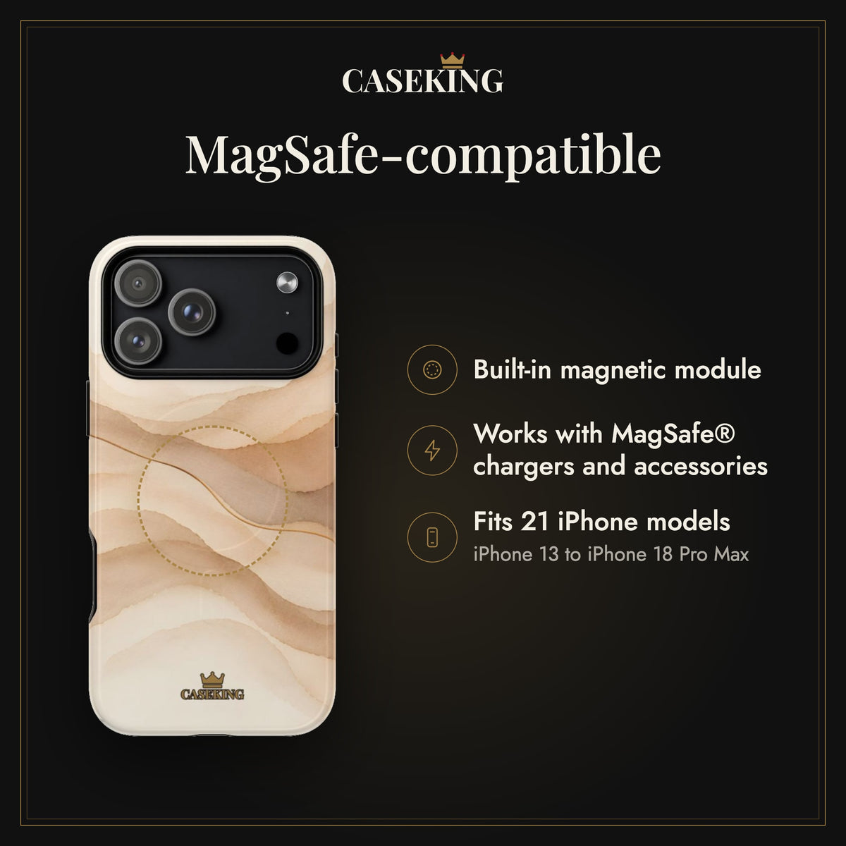 Sand Dune MagSafe-compatible tough case infographic 2: MagSafe-compatible