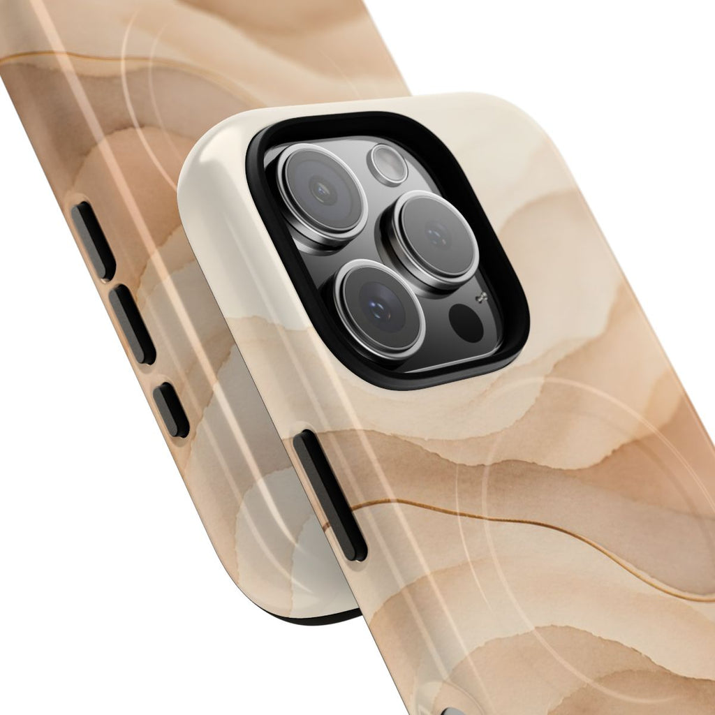 Sand Dune MagSafe-compatible tough case on iPhone 16 Pro, glossy finish (close-up)