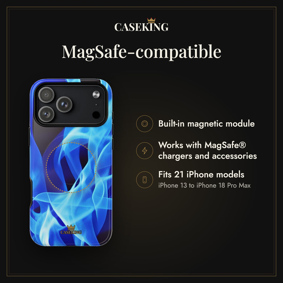 Sapphire Heat MagSafe-compatible tough case infographic 2: MagSafe-compatible