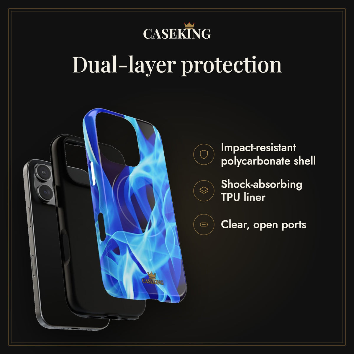 Sapphire Heat MagSafe-compatible tough case infographic 3: Dual-layer protection
